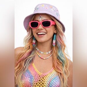 Frye & Co Neon Pink Rectangular Sunglasses NWT Retro Y2K Barbiecore UV Protect